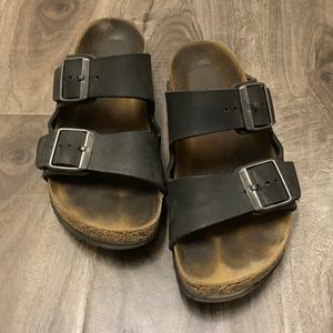 Black leather Birkenstock sandals